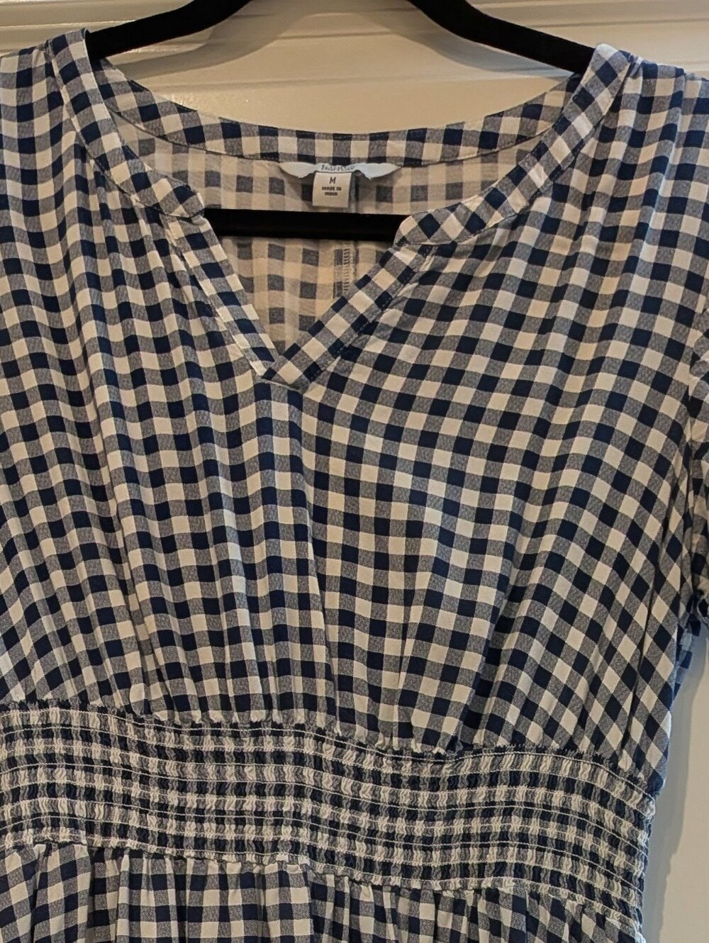 Crown and Ivy Navy and White Gingham V-Neck Dress - Picture 2 of 2